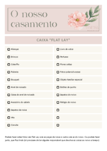 Lista do que usar nas fotos em Flat Lay